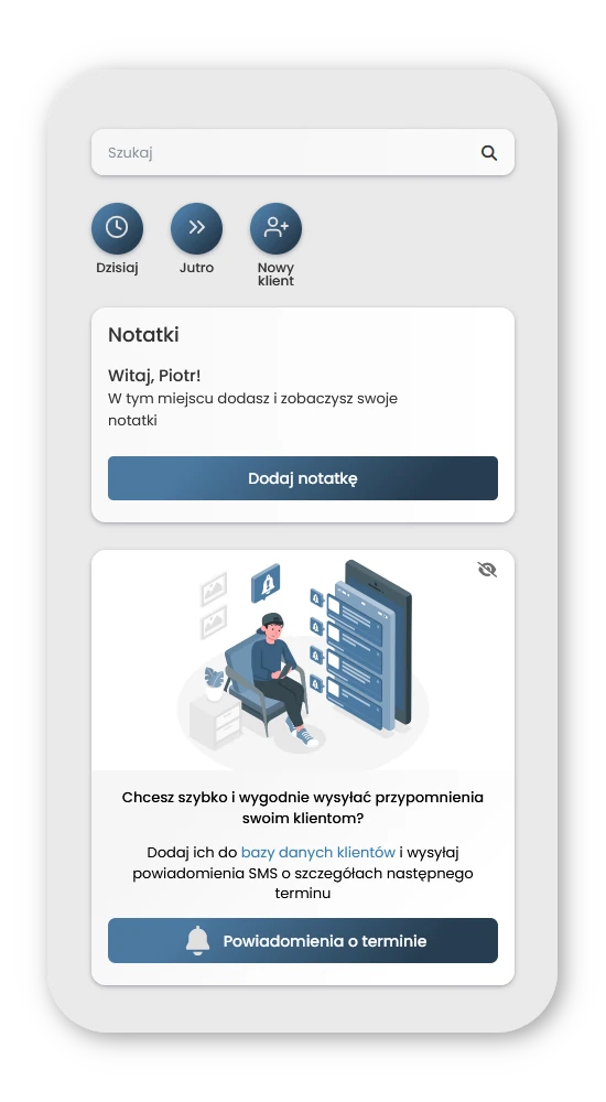 Plansy — phone dashboard with notes and SMS appointment reminders
