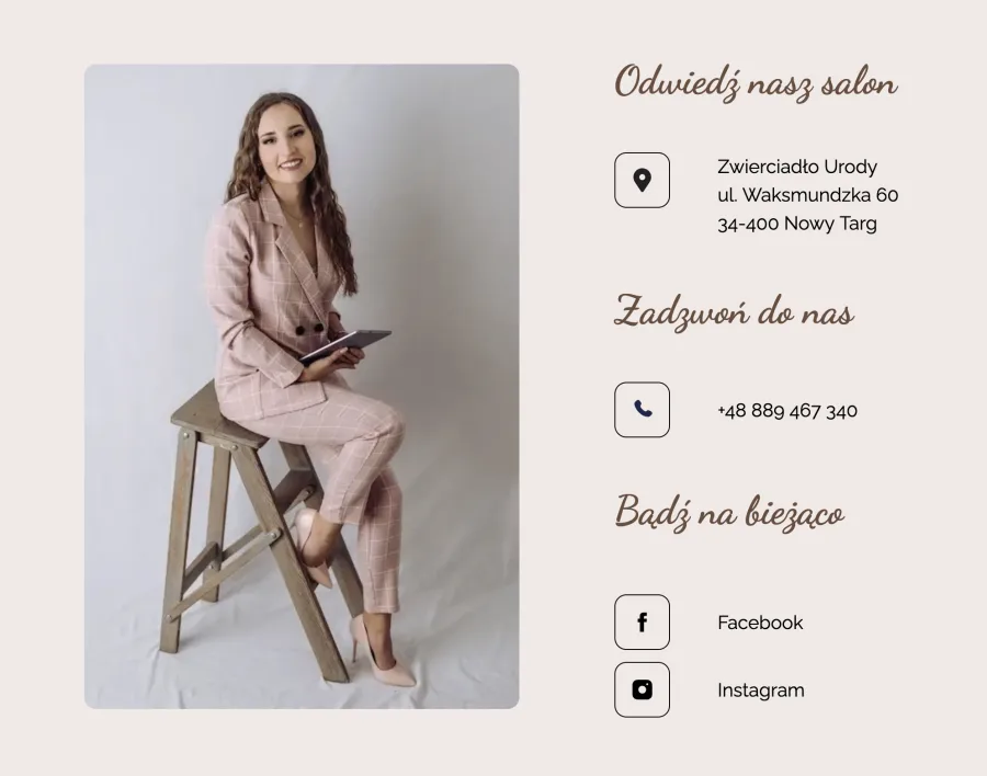 Zwierciadło Urody — contact and social media section